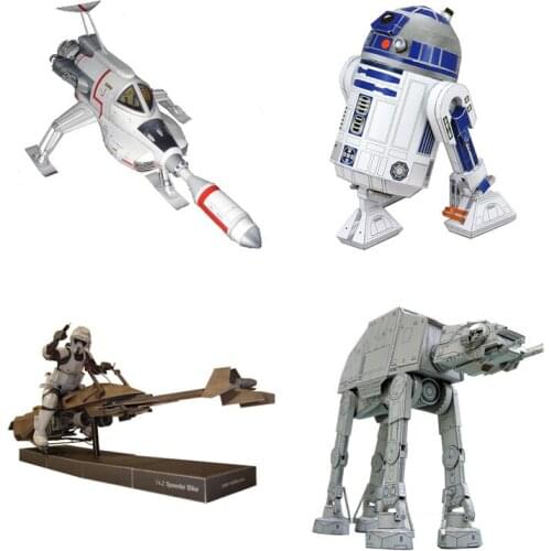 Papercraft R2-D2 74-Z Imperial Walker AT-AT 3D Paper Model Miniatures DIY Handmade Decoration Crafts for Home Decor Living Room