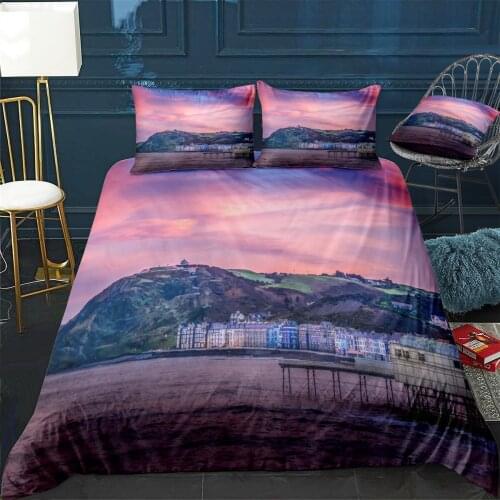 Aberystwyth Sunset Quilt Cover Pillowcase 3Piece Comforter Bedding Set With Pillow Case Single Double Duvet Cover Home Decora