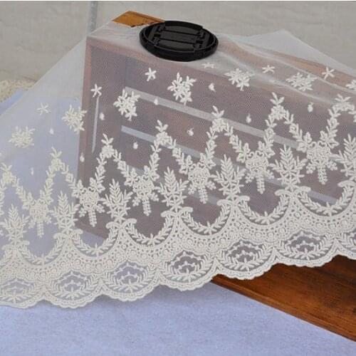 Floral Wedding Lace Fabric / Embroidery Bridal Lace /Scallop Alter Accessories Vintage Luxury Style Wide Lace, LT117EM