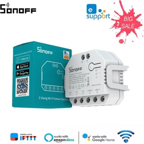 SONOFF DUALR3 Dual Relay Module 2 Way Control DIY Wifi Smart Switch Smart Home Power Metering Work With Ewelink Alexa GoogleHome
