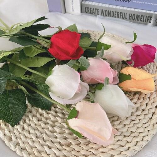 10Pc Simulation Feel Latex Rose Artificial Flower Decoration Home Accessories Fake Flower Rose Bud Wedding Bridal Bouquet
