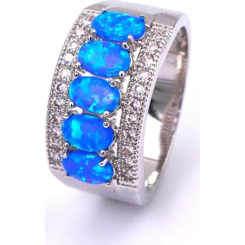JZ0120 Fashion Jewelry Precious Blue Opal Rings Charm Ring for Women Jewelry