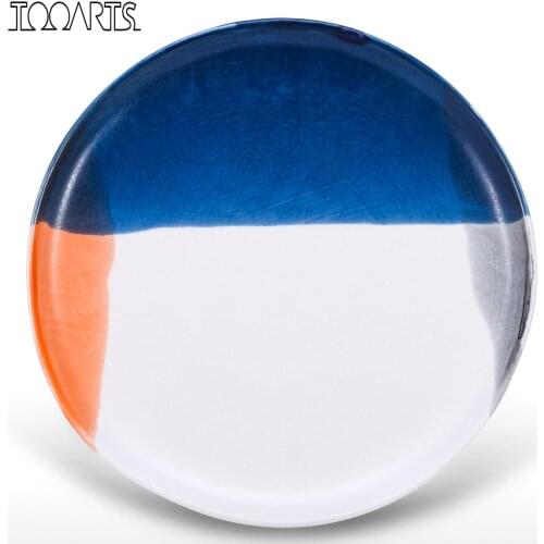 Ceramic Decorative Dish Plate White Blue Orange Kitchen Salad Plate Home Decor tableware Fruit Bowl for home decoration