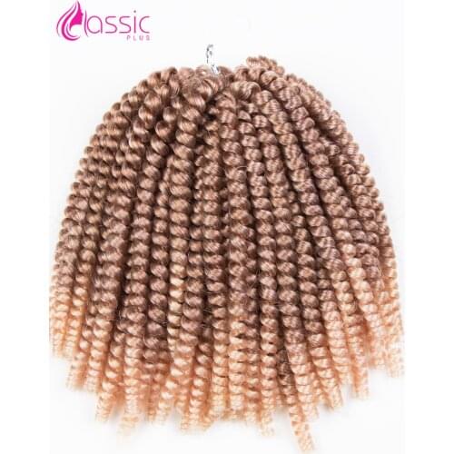 CLASSIC PLUS 8 Inch Fluffy Crochet Braids Spring Twists Hair 60 Strands Synthetic Hair Braiding Blond Wigs Twist Hair Extensions