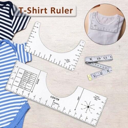 3Pcs Acrylic T-Shirt Guide Ruler Transparent Vinyl Alignment Fabric Ruler T-Shirt Measuiring Template DIY Craft Fabric Sewings