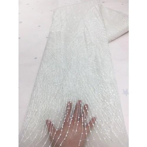 Sequined Lace Fabric 2021 African Tulle Lace Fabric French Mesh Lace Embroidery Lace Wedding Dress VXZ5134