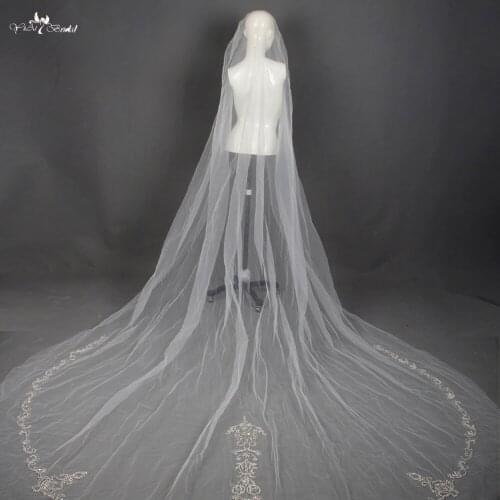 LZP027 Wedding Veil With Metal Comb Embroidery Edge One Layer Veil