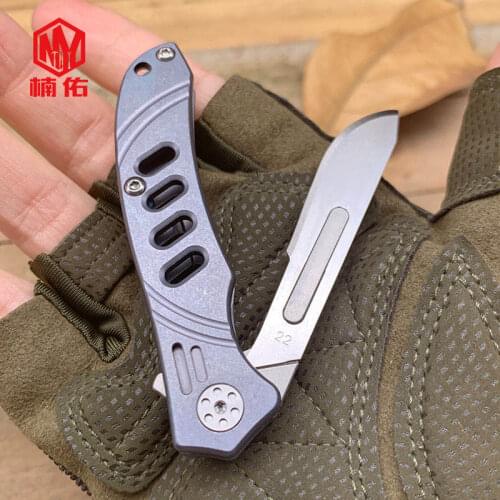 MINI Titanium Alloy Folding Knife EDC Keychain Outdoor Portable Emergency Medical Scalpel Without Blade