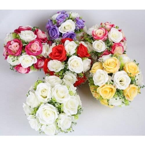 Fashion Luxurious Diameter 27cm Wedding Round flower decoration many color flower for road lead or wedding pillar column 10pcs