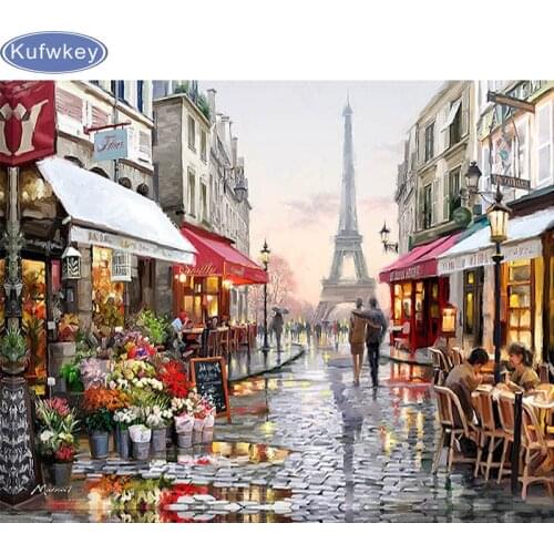 3d Diamond Cross Stitch Resin Full Square Diamond Sets,home Decor,5d Diy Diamond Painting Paris Street,Diamond Embroidery Couple