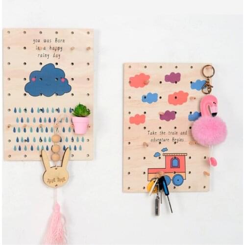 Nordic Wood Wall Hangings Kids Room Decoration Hooks Coat Rack Wall Hanger Cute Wooden Letter Key Holder Home Decor Accessories