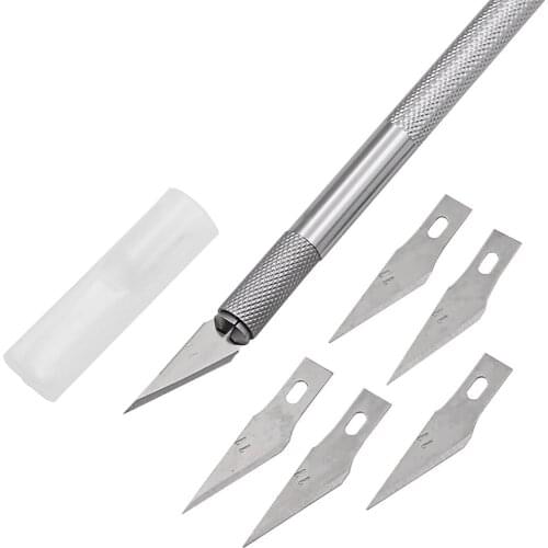 Non-Slip Metal Scalpel Knife Tools Kit Cutter Engraving Craft Knives+5pcs Blades Mobile Phone PCB DIY Tool
