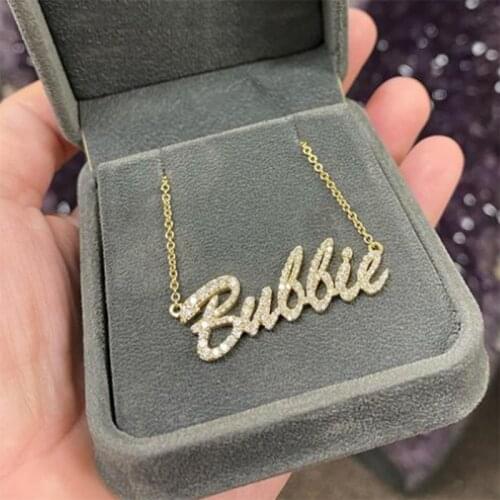 Crystal Custom Name Necklace For Women Pendant Letters Necklaces Custom Chain Jewelry Children Personalized Gift Collier Femme