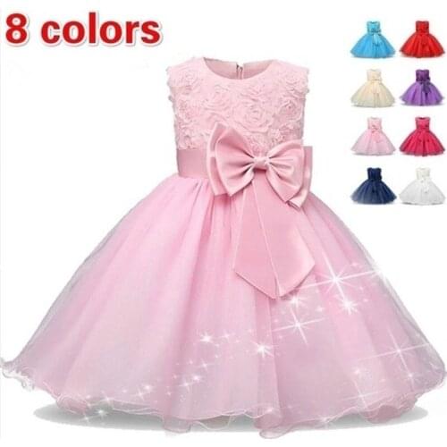 Baby Girls Dress Princess Party Dress Flower Elegant Wedding Gown Big Bow Birthday Kids Dresses for Girls Children Tutu Dresses