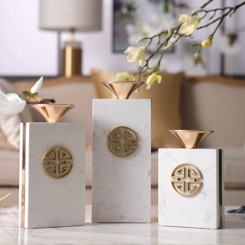 Rectangle White Marble Candle Holder For Home Living Room Restaurant Romantic Candlelight Dinner Table Decor Ornament