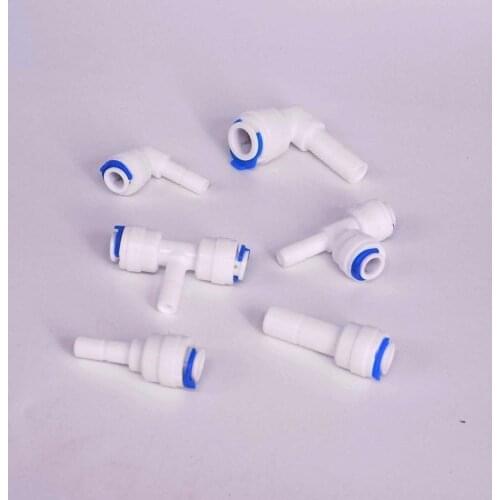 RO Water Fit Tube O/D 1/4" 3/8" -1/4" 3/8" Plug End Cap Elbow Tee Connector Fitting Aquarium Reverse Osmosis Drinking Purifier