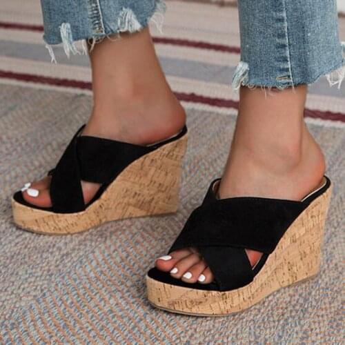 Platform Slippers Women Open Toe Wedges Sandals Ladies Summer High Heels Casual Beach Flip Flop Shoes For Girls Large Size qq578