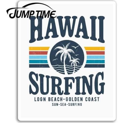 Jump Time Hawaii Surfing Vinyl Stickers Surf Surfer Cool Sticker Laptop Waterproof Car Decal Window Bumper Auto Accessories