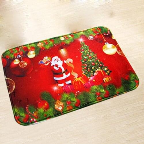 1Ps Christmas New Year entrance door mat absorbent non-slip carpetn tree snowflake letters decor bedroom bathroom accessori