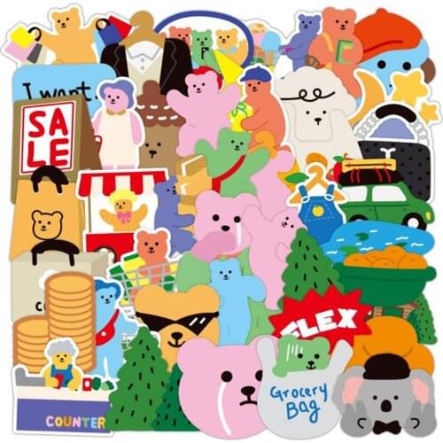 10/30/50PCS Cartoon Cute Bear Diary Waterproof Graffiti Laptop Skateboard Guitar Toy Decoration Sticker Wholesale