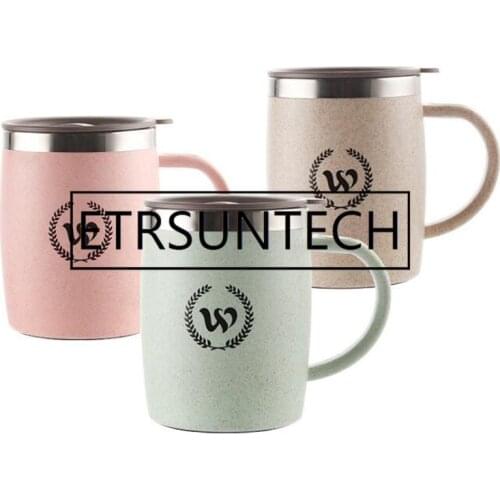 24pcs 420ML Water Cup Stainless Steel Coffee Tea Mug Beer Milk Drinking Cups Travel Camping Party Mugs With Handle Lid