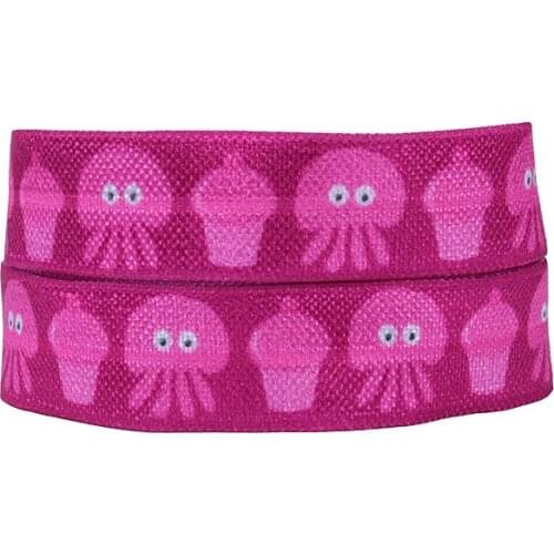 50 yards/lot) Free shipping monster printed foe fold over elastic for hair ties