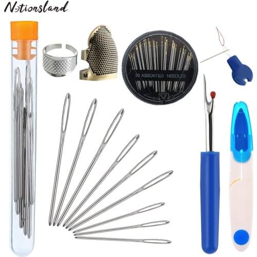7Pcs/set Hand Sewing Tools Set Sewing Machine Needles With Plastic Case Seam Ripper & Sewing Needle Inserter Yarn Scissor Tool