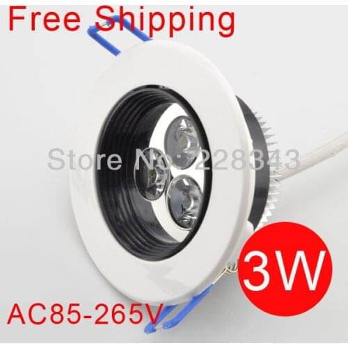 Free shipping 100pcs/lot 3W LED ceiling light Silver shell 300lumen CE&RoHS,AC85-265v,wamn /cool white indoor decoration