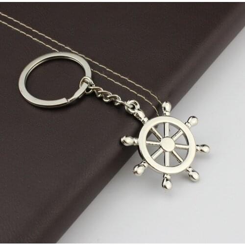 5PCS- Personality Anchor Rudder Keychains Boat Rudder keychain Seaman Sailor Helm Key Chains Car steering wheel Keychain