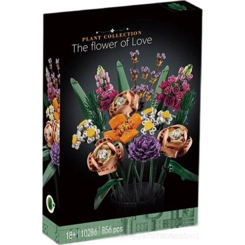 Bouquet of roses eternal life flower arrangement Building-block Toys Compatible Educating Children Christmas Gifts girl series