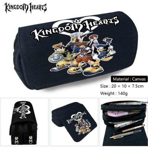 Kingdom Hearts Anime Pencil Case Wallet Double Zippers School Supplies Stationery Boys Girls Gifts