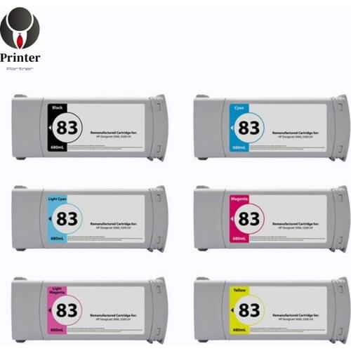 Printer-Partner ink cartridge 83 6 color compatible for hp deskjet 5000 5000ps 5500 5500ps 5000UV 5000psUV 5500UV 5500psUV