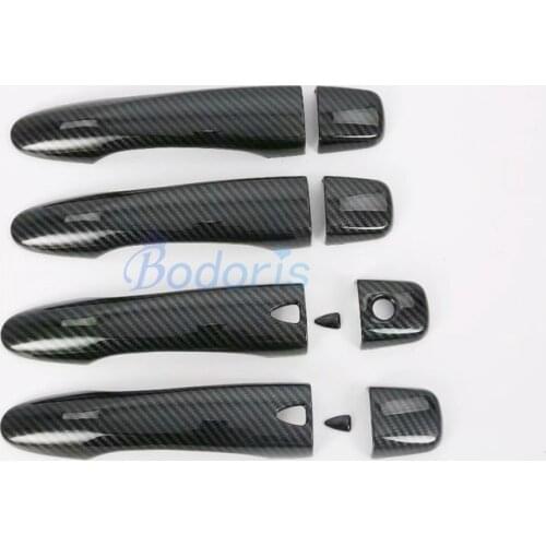 For Nissan Qashqai 2016 2017 2018 2019 Carbon Fiber Color Door Handle Cover With Smart Hole Grab Frame Car Styling Accessories