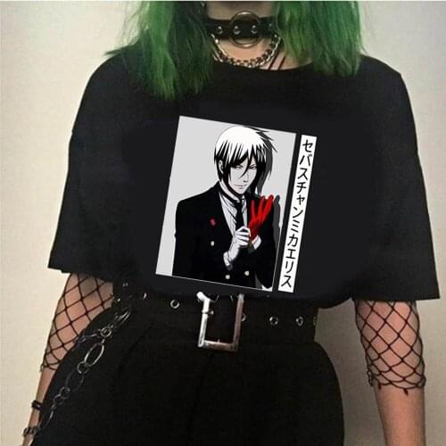 Men Women T-shirt Tops Funny Black Butler T-shirt Crew Neck Fitted Soft Anime Manga Tee Shirt Clothes