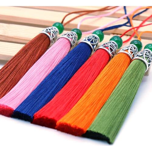 2Pcs 87mm Metal beads embellishment silk tassel craft curtain decoration DIY earring hat Tassel handmade accessories material
