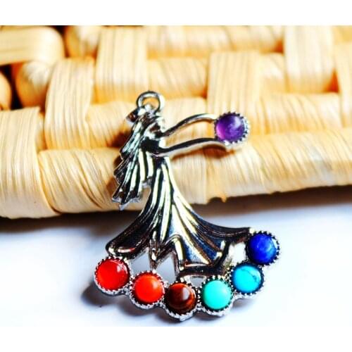 Energy,Powerful,Love,Friendship,Adorable 7 Chakra Healing Stone Pendant Crystal