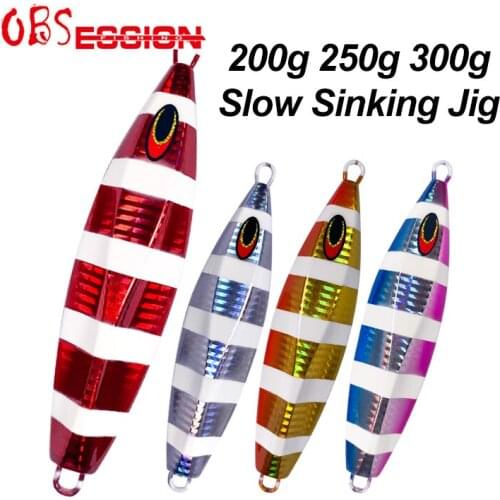 200g 250g 300g Slow Sinking Fall Artificial Fishing Lure Jig Hard Metal Lead Fish Carp Fishing Tackle pesca With Assist Hooks