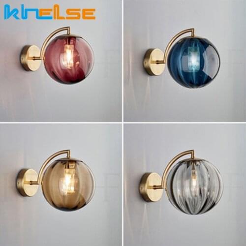 Nordic Modern Vintage LED Wall Lamp Glass Ball Bathroom Mirror Beside Lamps Indoor American Retro Wall Light Sconce Wall Lamp