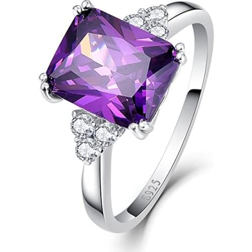 New hot Womens 5.25Ct Cut Created CZ Brand Jewelry Ladies Sterling Solitaire Square Rings Engagement Ring