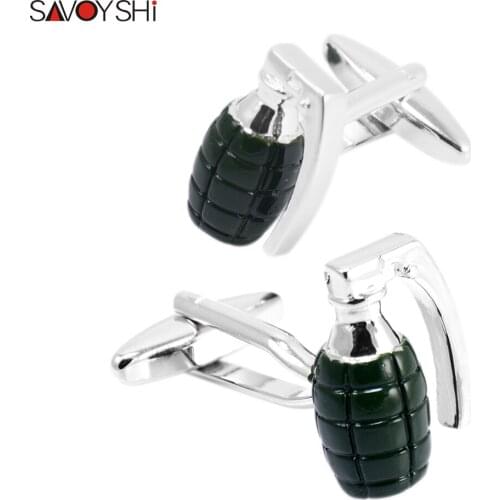 SAVOYSHI Novelty Mens Cufflinks Custom Engraved Logo Cuff buttons Grenade model Cuff links High Quality Party Gift Jewelry