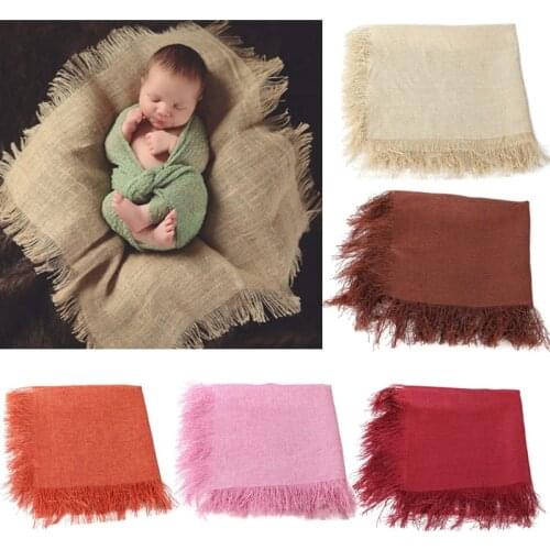Newborn Photography Props Baby Blanket Infant Newborn Sleeping Swaddle Wrap Tassel Receiving Blanket Photo Shooting Shower Gift
