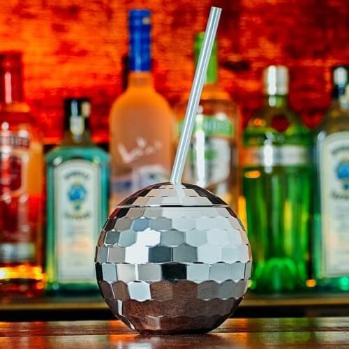 New Creative Disco Flash Ball Cocktail Cup Nightclub Bar Party Flashlight Straw Wine Glass Drinking Syrup Tea Yerba Mate Bottle