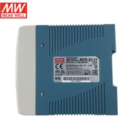 Original MEAN WELL MDR-20-24 24W 24V Switching Power Supply 110V/220V AC to 24V DC 1A DIN Rail Power Unit Ultra Slim PSU SMPS