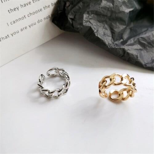 Simple Design Silver Color Metal Chain Open Ring For Women Hiphop Round Hollow Finger Rings Hipster Party Fashion Jewelry A964