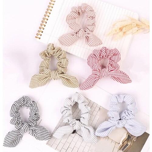 1PC Women Stripe Hairbands Scrunchie Hair Rope Tie Hair Ribbons Ponytail Maker Braider Girls Headbands Hair Accessories