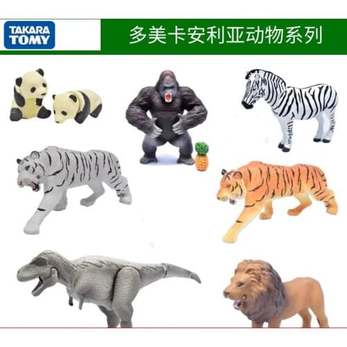 TAKARA TOMYJurassic ParkTOMY Simulation Wild Animal Model Childrens Cognitive Toys Tiger Dinosaur Panda Zebra Childrens Gift