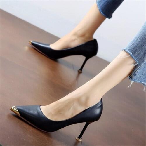 2020 spring Autumn new Woman Sexy Collision avoidance Pointed Toe Pumps Heel High Heels Shoes Female Slip On Ladies Office Shoes