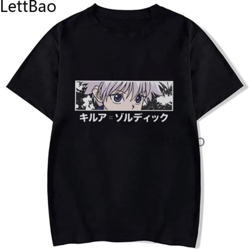 Funny Manga Tshirt Hunter X Hunter Killua Zoldyck T Shirts Men Women Japanese Cartoon Harajuku Hipster Streetwear Casual T-shirt
