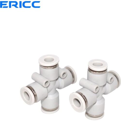 10pcs High Quality PZA Hose Tube Push In 4-Port Air Splitter Gas Connector 4 Way Cross Shape Equal Pneumatic 4/6/8/10
