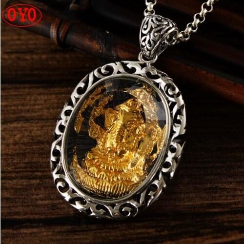 100% 925 sterling silver national style fashion oval domineering personality elephant trunk fortune pendant